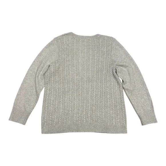 Talbots Plus Metallic Allover Cable Knit Crewneck Sweater - Picture 7 of 10